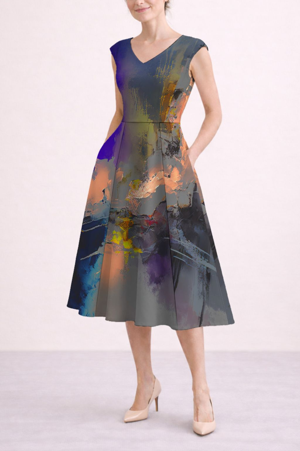 The Pure Blue of The Heaven Audrey Fit and Flare Midi Dress