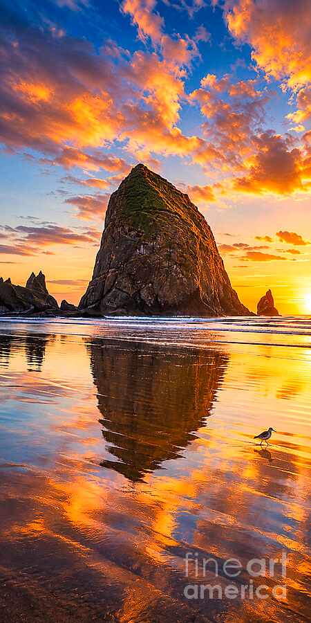 Sunset at Haystack Rock by Beverly Guilliams